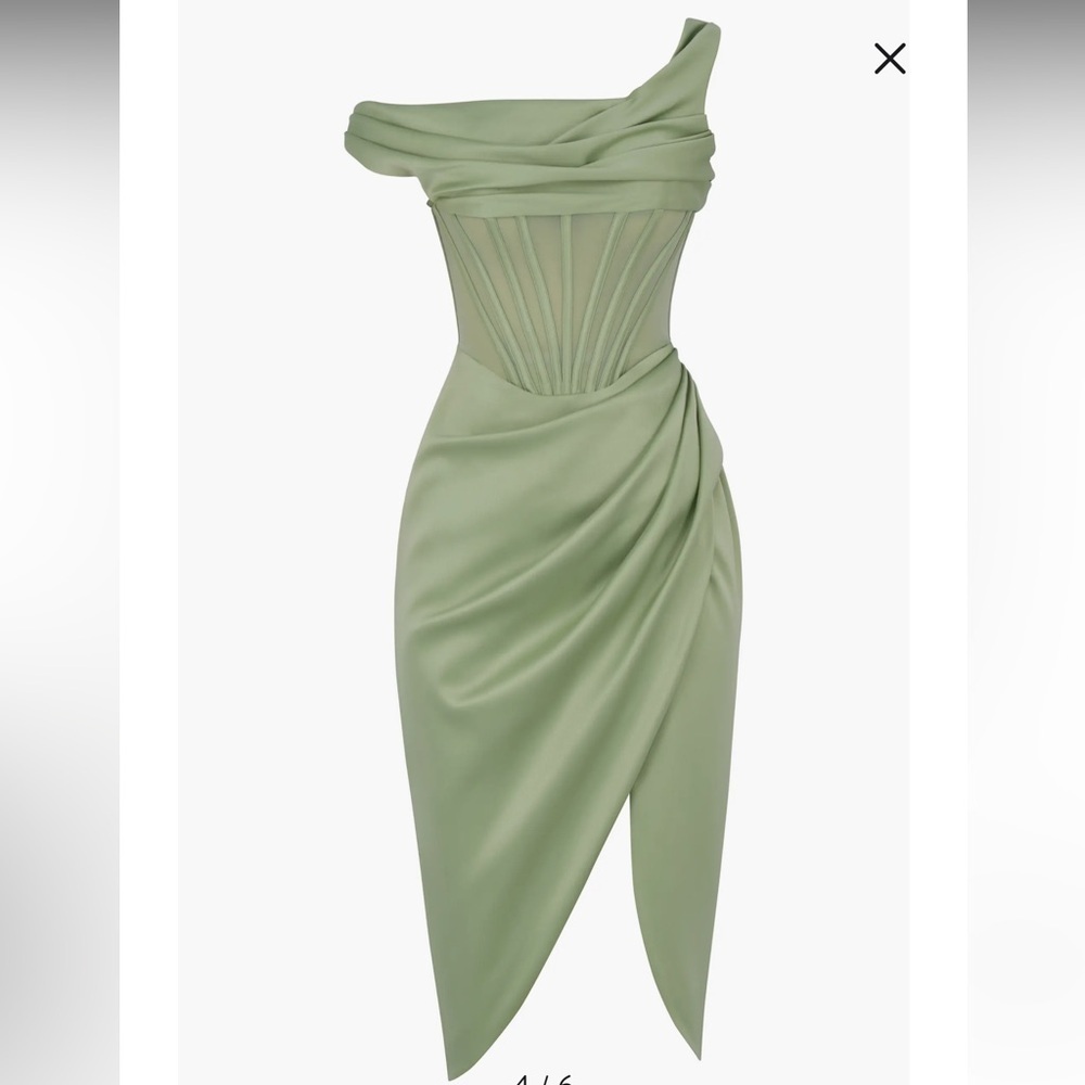 House of CB Lulu Corset On-Shoulder Satin Midi Dress size S - Picture 4 of 16